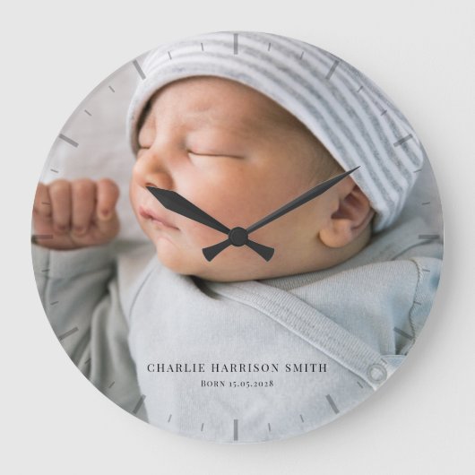 Fotoklok van pasgeboren Baby Grote Klok (Voorkant)