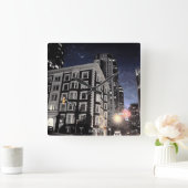 Fotoklok van stad de nacht vierkante klok (Huis)