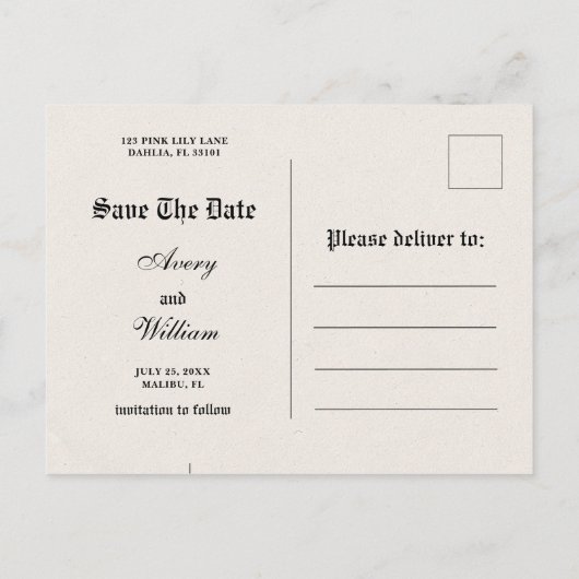  fotokrant bruiloft opslaan van de datum briefkaart (Achterkant)