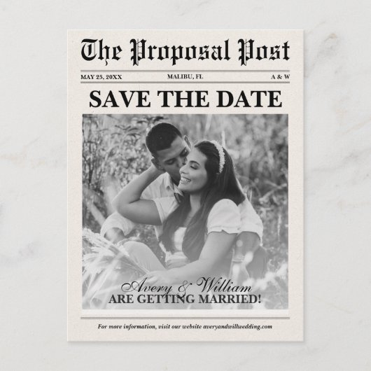  fotokrant bruiloft opslaan van de datum briefkaart (Voorkant)