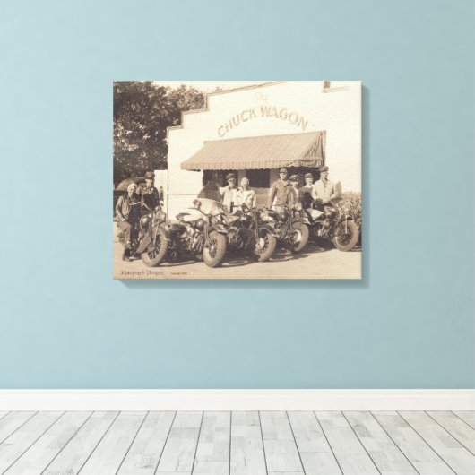 Fotokunst uit 1940 van Biker's Chuck Wagon Canvas Afdruk (Insitu (Houten vloer))