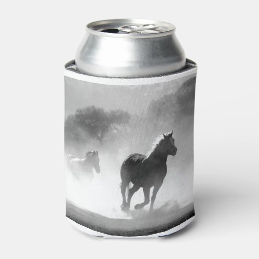 Fotokunstwerk voor zwarte en witte draaipaarden blikjeskoeler (Blikje Voorkant)