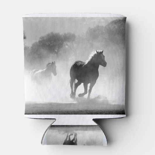 Fotokunstwerk voor zwarte en witte draaipaarden blikjeskoeler (Achterkant)