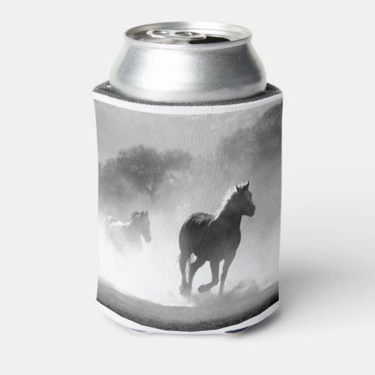 Fotokunstwerk voor zwarte en witte draaipaarden blikjeskoeler (Blikje Achterkant)