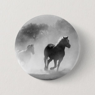 Fotokunstwerk voor zwarte en witte draaipaarden ronde button 5,7 cm