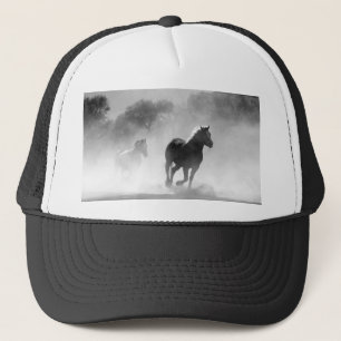 Fotokunstwerk voor zwarte en witte draaipaarden trucker pet