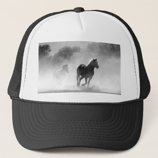 Fotokunstwerk voor zwarte en witte draaipaarden trucker pet (Voorkant)