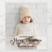 Fotolabel overlay fancy Merry Christmas Wijn Etiket (Enkel label)