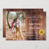 Fotoland voor bijtende schuur, zonnebloem save the date (Voorkant / Achterkant)