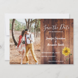 Fotoland voor bijtende schuur, zonnebloem save the date
