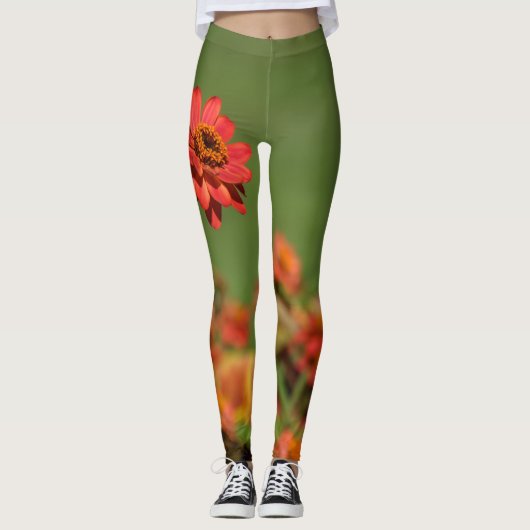 Fotoleggings een rode bloem leggings (Voorkant)