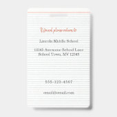 Fotoleraar ID-badge school, ik zonder masker Badge (Back)