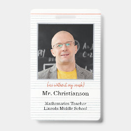 Fotoleraar ID-badge school, ik zonder masker Badge
