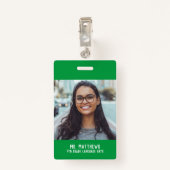 Fotolerverpleger, groene naam badge (Achterkant met clip)