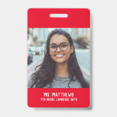 Fotolerverpleger rode naam badge (Achterkant)