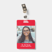 Fotolerverpleger rode naam badge (Achterkant met clip)