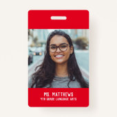 Fotolerverpleger rode naam badge (Achterkant)