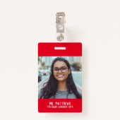 Fotolerverpleger rode naam badge (Achterkant met clip)