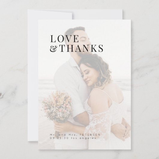 Fotoliefde en bedankt moderne typografie bruiloft (Voorkant)
