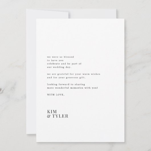 Fotoliefde en bedankt moderne typografie bruiloft (Achterkant)