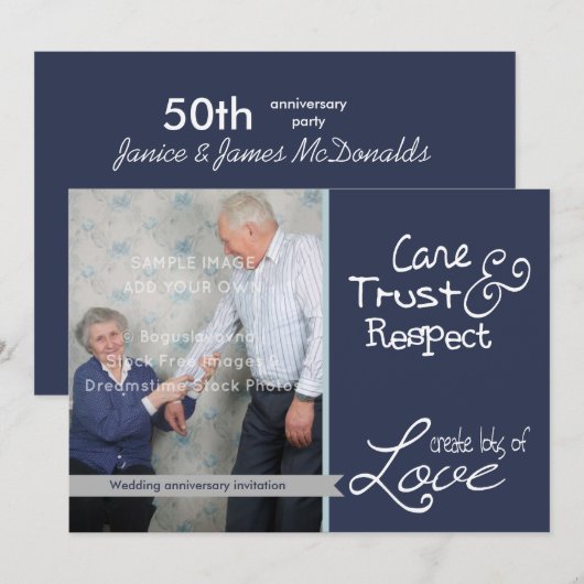 Fotoliefdesvertrouwen bij bruiloft kaart (Voorkant / Achterkant)