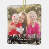 Fotoliefhebber Joy Chic Gold Snowflake Kerstmis Keramisch Ornament (Links)