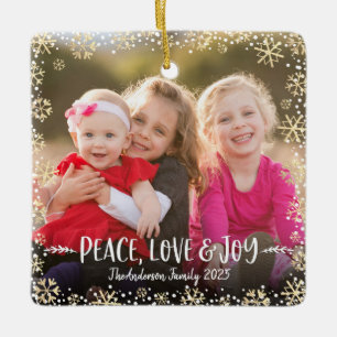 Fotoliefhebber Joy Chic Gold Snowflake Kerstmis Keramisch Ornament