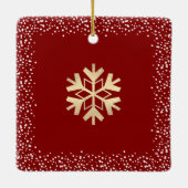Fotoliefhebber Joy Gold Snowflake Chic Kerstmis Keramisch Ornament (Achterkant)