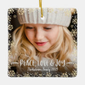 Fotoliefhebber Joy Gold Snowflake Chic Kerstmis Keramisch Ornament (Voorkant)