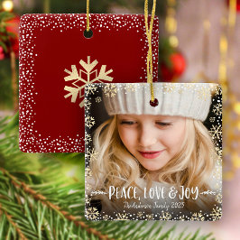 Fotoliefhebber Joy Gold Snowflake Chic Kerstmis Keramisch Ornament