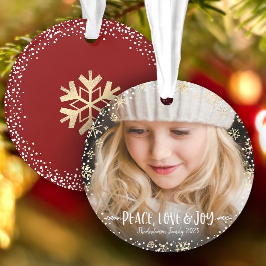 Fotoliefhebber Joy Gold Snowflake Chic Kerstmis Ornament