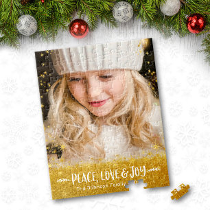 Fotoliefhebzucht Typografie Gold Stars Glitter Legpuzzel