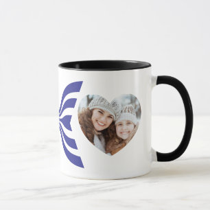 Fotomalbum met hartje en monogram met blauwe lijn mok