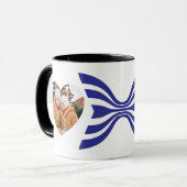 Fotomalbum met hartje en monogram met blauwe lijn mok (Voorkant links)