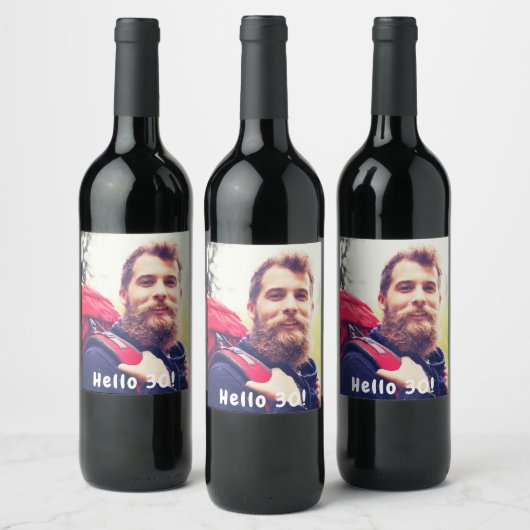 Fotoman van het 30e verjaardagsfeest Fun Wijn Etiket (Flessen)