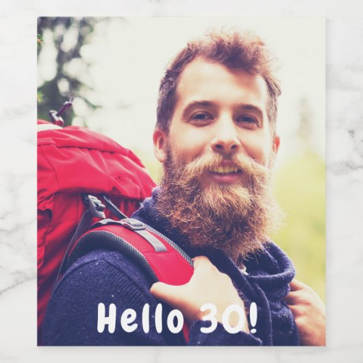 Fotoman van het 30e verjaardagsfeest Fun Wijn Etiket (Enkel label)