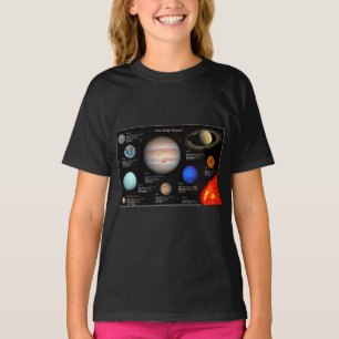 Fotomeisje met zonnestelsel Planet Infographic Hi- T-shirt