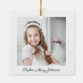 Fotomeisje Religieuze Cross First Communie Keramisch Ornament (Achterkant)