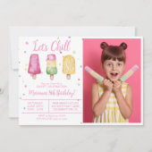 Fotomeisje Summer Let's Chill Popsicle Birthday Kaart (Voorkant)