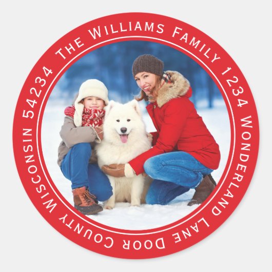 Fotomerk Adreslabel Klassiek Rond Ronde Sticker (Voorkant)