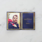 Fotomijlpaal verjaardag Dank u marineblauw goud Bedankkaart (Binnen)