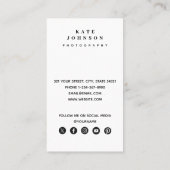 Fotominimale fotograaf QR Code Social Media Visitekaartje (Achterkant)