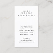 Fotominimale fotograaf QR Code Social Media Visitekaartje (Achterkant)