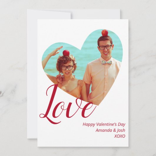 Fotominimalistisch liefdeshart Rode Valentijn Dag Feestdagenkaart (Voorkant)