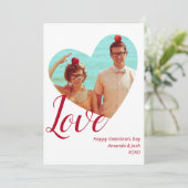 Fotominimalistisch liefdeshart Rode Valentijn Dag Feestdagenkaart (Staand voorkant)