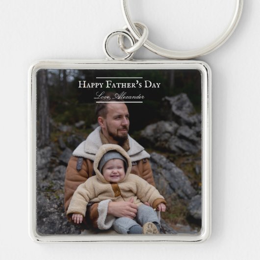 Fotominimalistisch Vaderdag | wit Sleutelhanger (Voorkant)