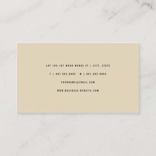 Fotominimalistische constructie van houten graan visitekaartje (Achterkant)