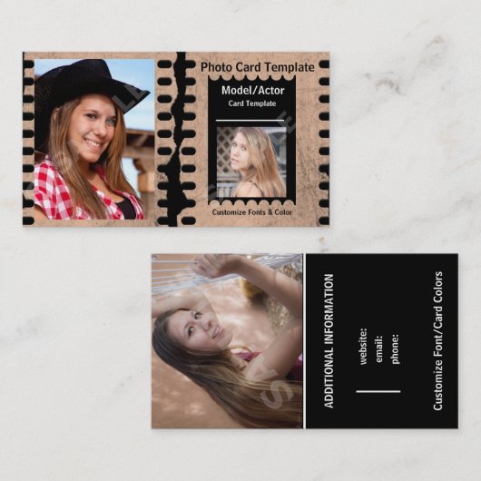 Fotomodel of Actor Headshot Visitekaartje (Voorkant / Achterkant)