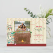 Fotomodel voor Merry & Bright kerstboomklep Feestdagenkaart (Staand voorkant)