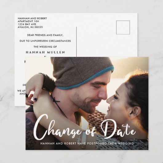 Fotomoment Trouwdatum Wijziging Uitstel Aankondigingskaart (Voorkant / Achterkant)